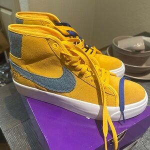 Nike Yellow and Blue Kids High-Top Sneakers